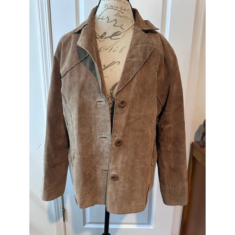 Venezia Woman sz 14/16 Suede Leather Button Down Jacket BOHO Traditional Western